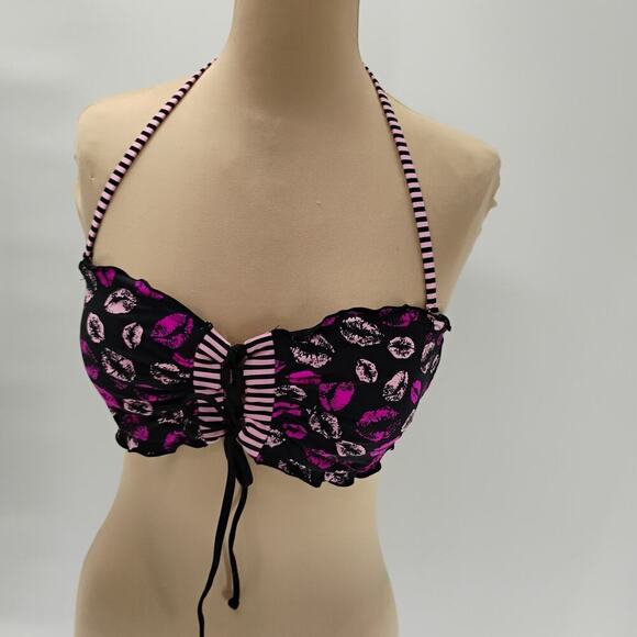 BETSEY JOHNSON Sexy POP Art BY THE POOL Retro Faces BIKINI Swimsuit L - Picture 13 of 14